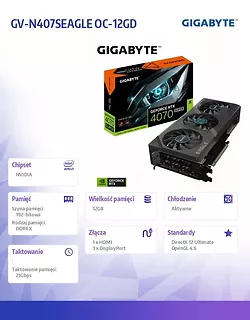 Karta graficzna Gigabyte GeForce RTX 4070 SUPER EAGLE OC 12GB GDDR6X