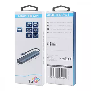 TB Adapter HUB USB C 6w1 - HDMI, USBx3, PD, RJ-45