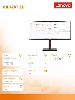 Lenovo Monitor 34.0 ThinkVision T34w-30 WLED LCD 63D4ZAT1EU