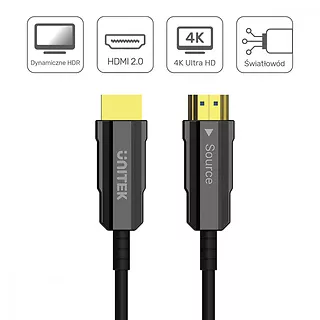 Unitek Kabel Optyczny HDMI 2.0 15m AOC 4K60Hz C11072BK-15M