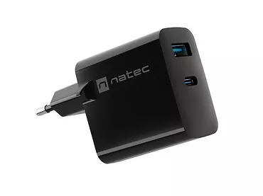 Natec Ładowarka sieciowa Ribera GAN 1X USB-A + 1X USB-C 45W Czarna