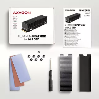AXAGON Chłodnica  do dysku CLR-M2XT aluminiowa pasywna M.2 SSD, ALU korpus, silikonowe podkładki termiczne, wysokość 20mm