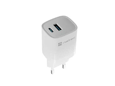 Natec Ładowarka sieciowa Ribera GAN 1X USB-A + 1X USB-C 30W Biała