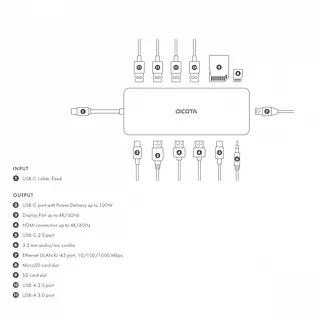 DICOTA Stacja dokująca USB-C 13 w 1 Dock 4K HDMI/DP PD 100W