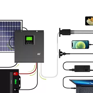 Green Cell Inwerter solarny falownik Off Grid z ładowarką solarną MPPT 24VDC 230VAC 2000VA/2000W Czysta sinusoida