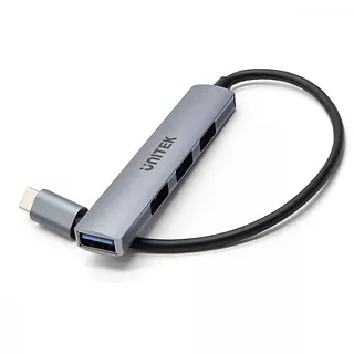 Unitek HUB USB-C; 3x USB-A 2.0 1x USB-A 5 Gbps Aluminiowy