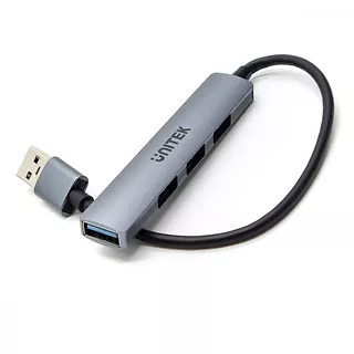 Unitek Hub USB-A; 3x USB-A 2.0; 1x USB-A 5 Gbps Aluminiowy