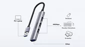 Unitek Hub USB-A; 3x USB-A 2.0; 1x USB-A 5 Gbps Aluminiowy