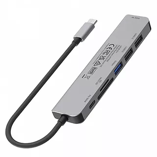 Unitek HUB USB-C 7w1 Aluminium PD 100W ; 5 Gbps ; HDMI 4K