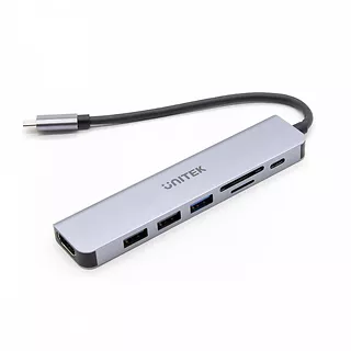 Unitek HUB USB-C 7w1 Aluminium PD 100W ; 5 Gbps ; HDMI 4K