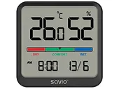 Czujnik temperatury i wilgotności Savio CT-01/B Wskaźnik komfortu, data i godzina Czarny