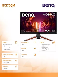 Benq Monitor 27 cali EX270QM LED 1ms/20mln:1/HDMI