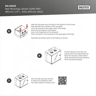 Digitus Szafa sieciowa wisząca 19" 9U, SOHO PRO 460 x 540 x 400 mm, nośność 60kg, drzwi szyba, niezłożona, Czarna