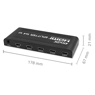 Qoltec Aktywny rozdzielacz Splitter 4 x HDMI 4K x 2K | 3.4Gb/s