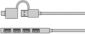 IcyBox Hub IB-HUB1424-C3 4-Port USB Typ-A, złącze Typ-C/A