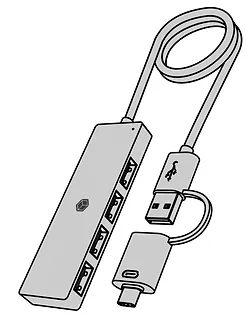 IcyBox Hub IB-HUB1424-C3 4-Port USB Typ-A, złącze Typ-C/A