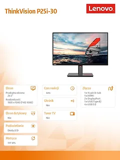 Lenovo Monitor 24.5 cala ThinkVision P25i-30 FHD 63F4MAT1EU