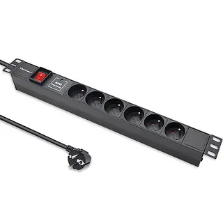 Qoltec Listwa zasilająca PDU do RACK 19" | 1U | 16A | 6xFRENCH | 1.8m