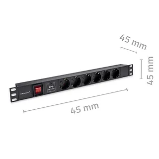 Qoltec Listwa zasilająca PDU do RACK 19" | 1U | 16A | 6xSchuko | 1.8m