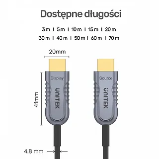 Unitek Kabel Optyczny HDMI 2.1 AOC 15m 4K60Hz C11029DGY