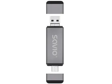 Czytnik kart pamięci SD USB-C+ USB-A 2.0+ Micro USB 3w1 SAVIO AK-72