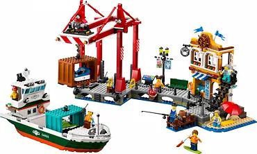 LEGO Klocki City 60422 Nadmorski port ze statkiem towarowym