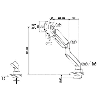 Neomounts Uchwyt DS70PLUS-450BL1 17-49 cali/1-18kg/75x100mm