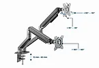 Gembird Ramię biurkowe na 2 monitory 17-32 cali 9kg szare