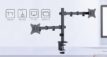 Gembird Ramię biurkowe na 2 monitory 17-32 cale 9kg