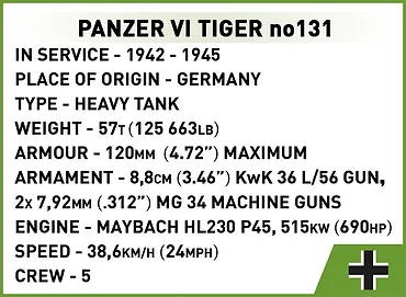 Cobi Klocki Klocki Panzer VI Tiger no131