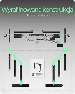 IcyBox Biurko elektrycznie regulowane z blatem IB-EW122B-TT 140x70 cm do siedzenia i stania