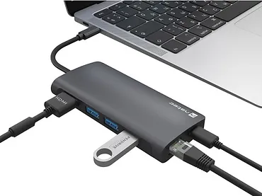 Natec Multiport Adapter Fowler 2 V2 USB-C->HUB USB 3.0 3X, HDMI4K