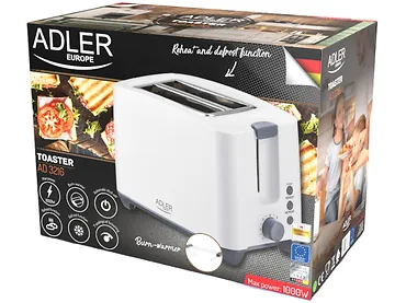 Toster Adler AD 3216 biały 1000 W lampka ruszt