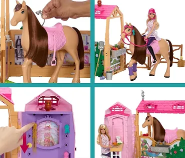 Mattel Lalka Barbie zestaw ze stajnią, koniem i akcesoriami