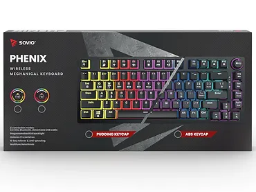 Klawiatura mechaniczna bezprzewodowa SAVIO PHENIX Gateron Yellow Pro, ABS