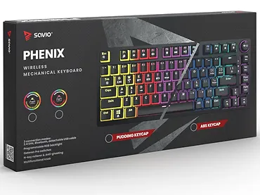 Klawiatura mechaniczna bezprzewodowa SAVIO PHENIX Gateron Yellow Pro, ABS