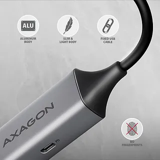 AXAGON ADE-TXPD Karta sieciowa Gigabit Ethernet adapter, USB-C 3.2 Gen 1, instalacja automatyczna, Asix AX8817, PD 100W