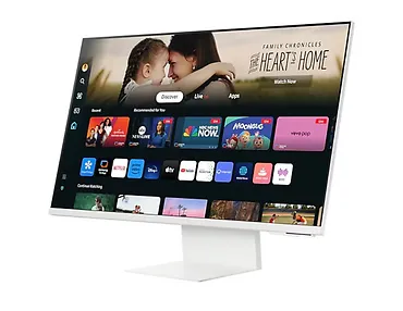 Samsung Monitor 32 cale SMART M80D VA 3840x2160 UHD 16:9 1xHDMI 1xUSB-C (65W) 2xUSB 2.0 4ms WiFi/BT HAS+PIV Webcam głośniki płaski biały 2Yd2d