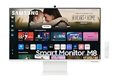 Samsung Monitor 32 cale SMART M80D VA 3840x2160 UHD 16:9 1xHDMI 1xUSB-C (65W) 2xUSB 2.0 4ms WiFi/BT HAS+PIV Webcam głośniki płaski biały 2Yd2d