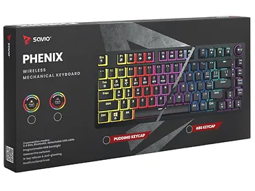 Klawiatura mechaniczna bezprzewodowa SAVIO PHENIX Gateron Red Pro, Pudding