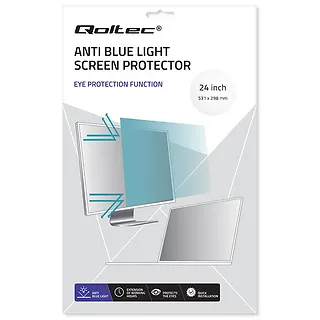 Qoltec Filtr światła niebieskiego 24 cale | 16:9 | Ochrona wzroku | Anti    Glare | Matowy | na monitor