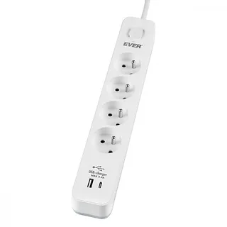 EVER Listwa antyprzepięciowa PROTECT 4PL 1A1C USB T/LZ12-PRO015/1000