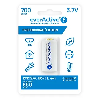 everActive Akumulator 16340 3,7V Li-ion 700 mAh micro USB