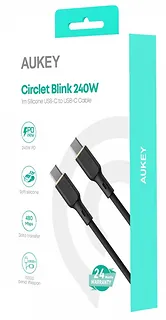 AUKEY CB-SCC241 silikonowy kabel USB-C - USB-C | 1m | 5A | 240 W PD