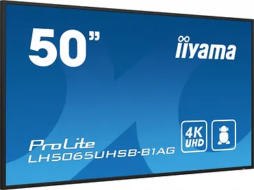 IIYAMA Monitor 50 cali LH5065UHSB-B1 AG, 24/7, VA, ANDROID 11, 4K, 800cd, iiSignage2, SDM, 2x HDMI, DP, 2x USB,2x 10W, RJ45, WiFi, 4/32GB, PION/POZIOM, 400x400(vesa)