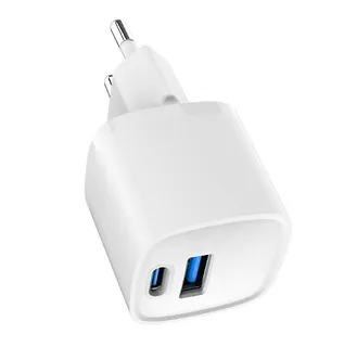 Gembird Mini-ładowarka USB-A USB-C 20W PD QC3.0 biała