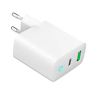 Gembird Ładowarka USB-A USB-C LED 20W PD QC3.0 biała