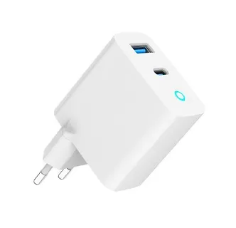 Gembird Ładowarka USB-A/C GaN LED 65W PD QC3.0 biała