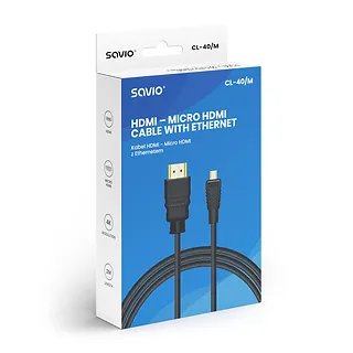 Savio Kabel HDMI (M) - micro HDMI (M) z Ethernetem,  2m, CL-40/M