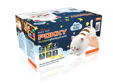 Lampka Nocna Silikonowa Wielokolorowa z Pilotem LED Pokky Happy Kitty MT226